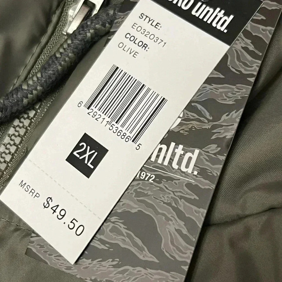 Ecko Unlimited Men's Olive Green and Gray Hooded Bomber Puffer Vest. NWT - Picture 10 of 11